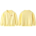 thumbnail image 6 of GYRATEDREAM Toddler Girls Crewneck Cardigan Long Sleeve Children Button Cotton Sweater Uniform Sweaters for 7Y Yellow, 6 of 9
