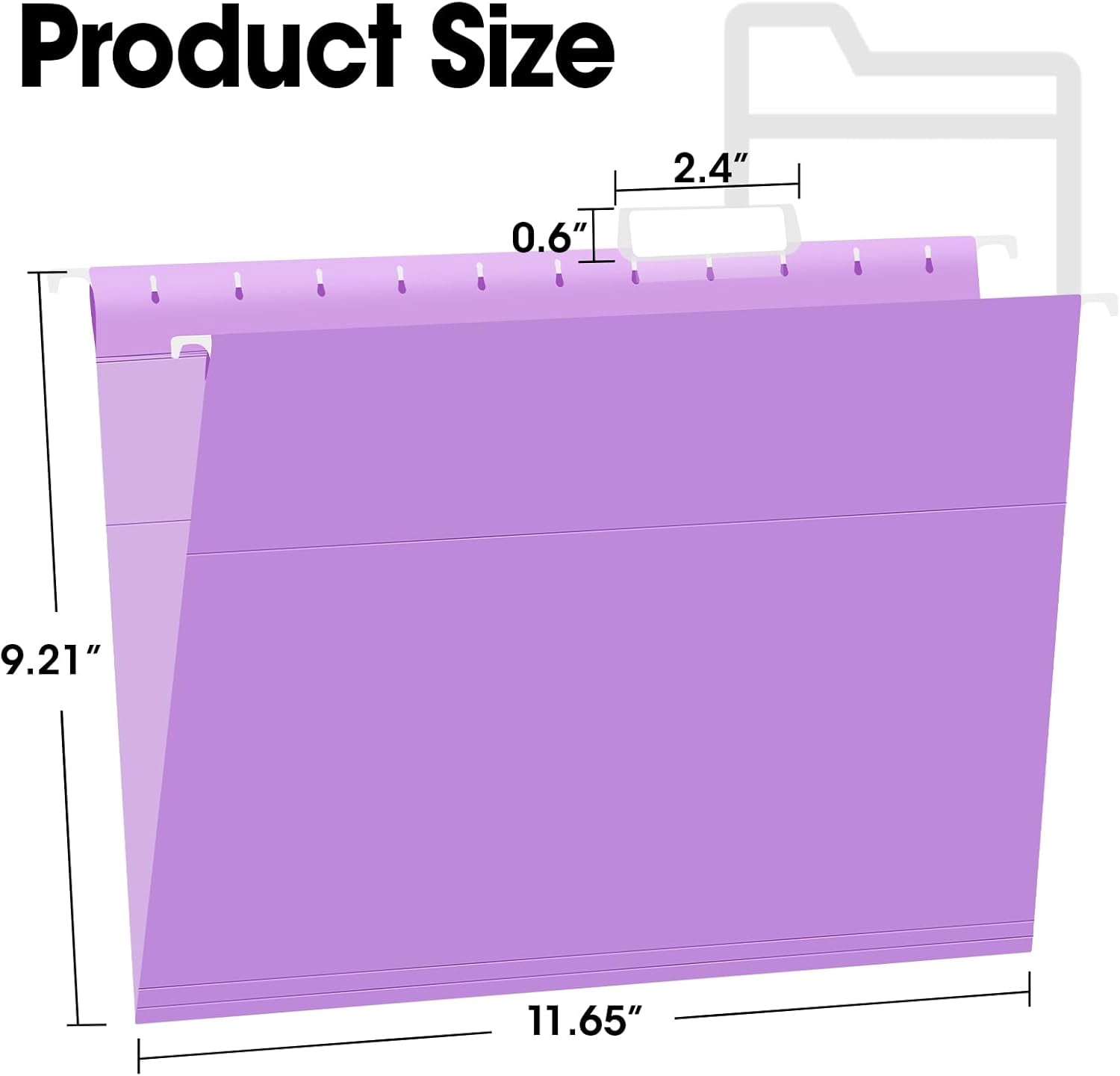 80 Pack Hanging File Folders, Colored Hanging File Folders Letter Size with 1/5 Cut Adjustable Tabs, File Cabinet Folders for Office, School, Home