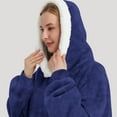 thumbnail image 3 of Fantaslook Oversized Wearable Blanket Hoodie, Long Flannel Sherpa Fleece Blanket Hoodie Sweatshirt for Adults Women Men, Plush Blanket with Hood, Pocket & Sleeves, 3 of 5
