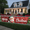 thumbnail image 3 of Festive Decorative Christmas Banner Holiday Gifts Red Background Santa Claus Design for Seasonal Celebration Indoor Decor, 3 of 9