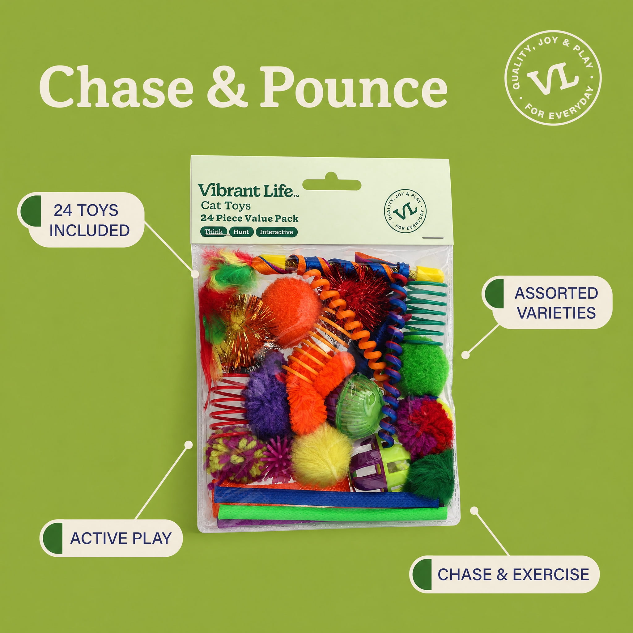 Vibrant Life Value Pack Cat Toys, 24 Pieces