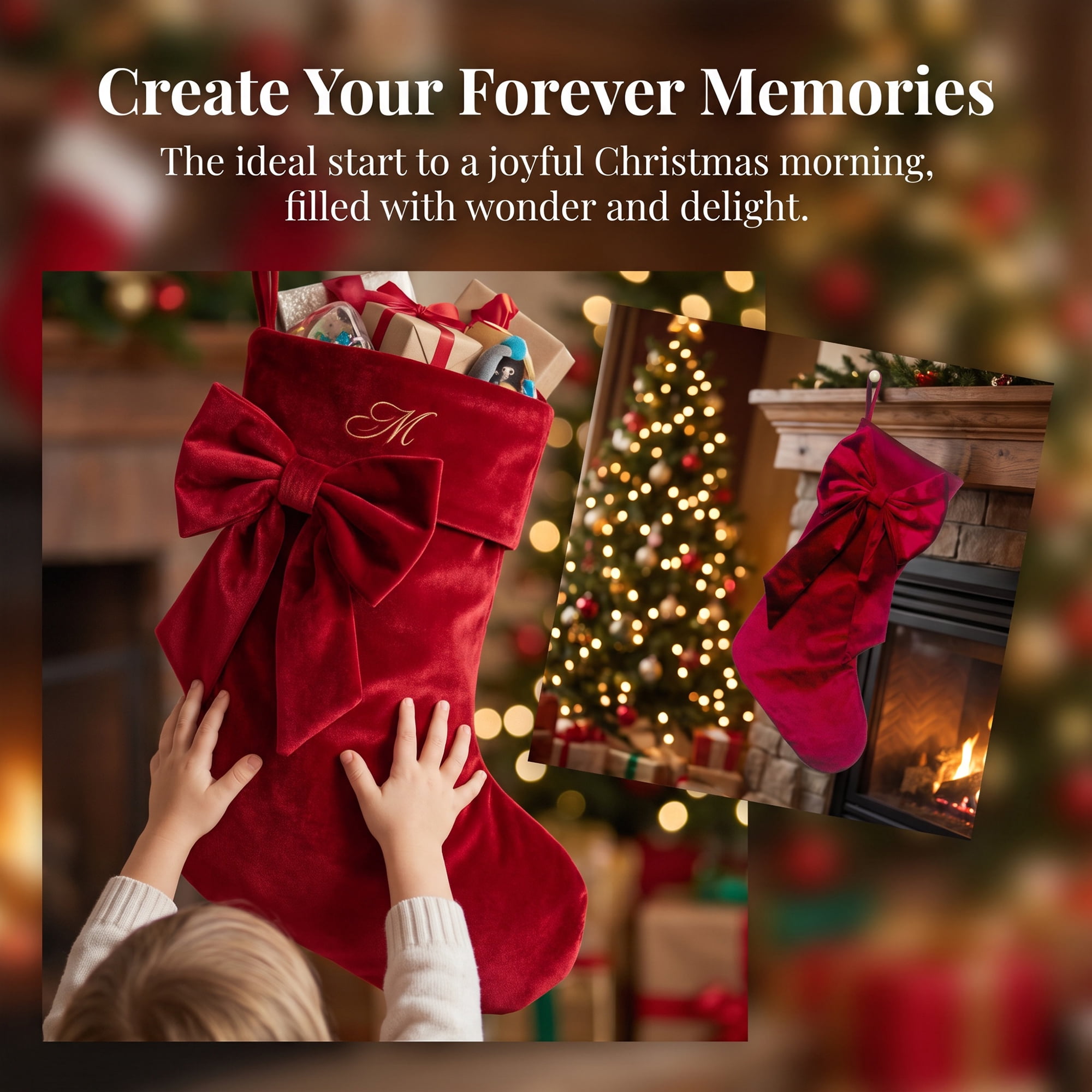 Unique Bargains Double-Layer Whimsical Extra-Large Hearthside Gift Holder Stocking Red 18"