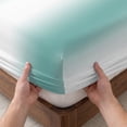thumbnail image 3 of Twin Sze Fitted Sheet Set - Aqua Teal White Ombre 2 Piece Bedding Sets 16" Deep Pocket Fitted Sheet with 1 Pillowcase, Modern Abstract Art Farmhouse Gradient Brushed Microfiber Hotel Bed Sheets, 3 of 9