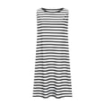 thumbnail image 5 of NXMZXB Summer Dresses for Women 2025 Loose Fit Casual Striped Sundresses Beach Cover Ups Sleeveless Crewneck Tshirt Swing Dress with Pockets Black M, 5 of 7