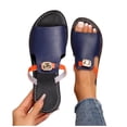 thumbnail image 4 of Fankiway Women's Rhinestone Buckle Flip Flops Flat Open Toe Beach Sandals Comfortable Plus Size Non-Slip Summer Dark Blue 7, 4 of 6