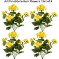 thumbnail image 2 of Viworld 4PCS Artificial Geranium 1 Branch with 5 Flower Heads 14.2inch Long Fake Silk Bouquet, Lifelike, Suitable for Interior Decoration, Porch Garden Decoration (Yellow), 2 of 7