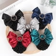 thumbnail image 3 of Bow Hairgrip Non-Slip Tight Elastic Handmade Rhinestone Hair Decoration Headwear Bank Hotel Staff Flight Bow-knot Hairclip Net Hair Accessories, 3 of 8