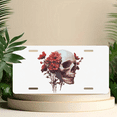 thumbnail image 6 of 1 Pcs License Plate Covers & Frames, Skull Adorned with Red Flowers For Decorative Front, Aluminum License Plate Covers & Frames Cover For Men Women, 12" X 6", 6 of 7