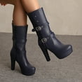 thumbnail image 2 of Blue Womens Winter Boots With Round Toe And Inside Zipper For Casual Wear And Comfort, 2 of 5