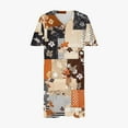 thumbnail image 4 of Pisexur Robes d'Été pour Femmes Mode Multicolore à Imprimé Floral Robe Soleil Décontractée Ample à Col en V à Manches Courtes Robes T-Shirt Fluides Surdimensionnées Robe Soleil avec Poches Grande Taille Robe Midi G-5TG, 4 of 5