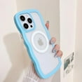 thumbnail image 2 of Magnetic Case for iPhone 14 Pro Compatible with Magsafe, Cute Curly Wave Frame with Clear Fashion Designs,Soft TPU Shockproof Sturdy Protective Phone Cover for Girls Women-Dark Blue, 2 of 12