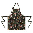 thumbnail image 2 of Red Mushroom Leaf Black Pattern Apron-Garden Aprons for Women with Pockets-Cotton Linen Waterproof Kitchen Cooking Gardening Aprons Adjustable for Kitchen,Cooking,BBQ and Salon 33x27 Inch, 2 of 7