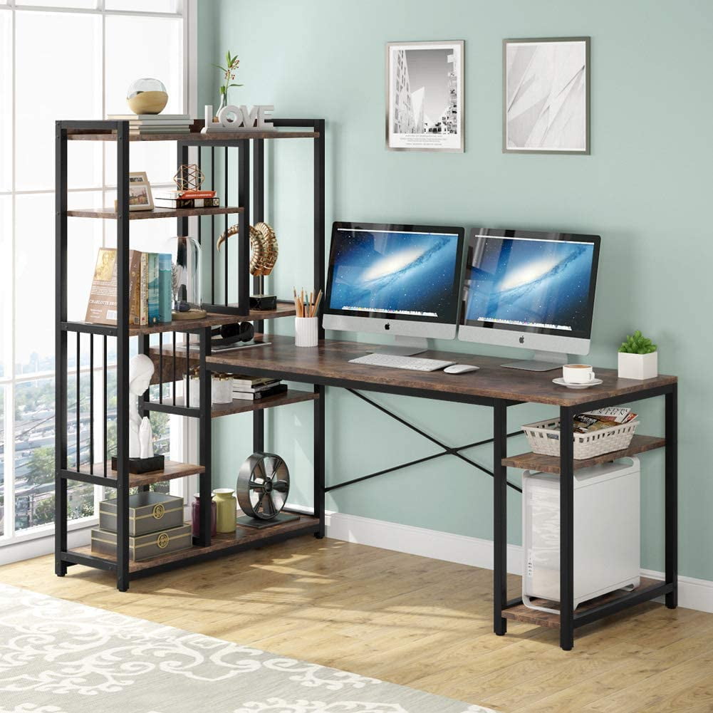 Buy Tribesigns 67 Inches Large Computer Desk with Storage Shelves