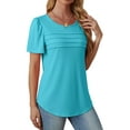 thumbnail image 4 of Fantaslook Women Blouses Dressy Casual Summer Short Sleeve Shirts Crew Neck Pleated Tunic Tops, 4 of 9