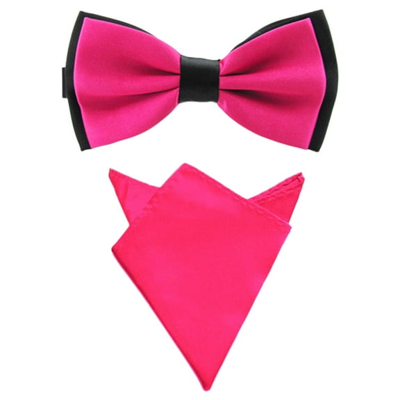 Szzoqdz Men Satin Solid Bowtie Handkerchief Pocket Square Set