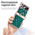 thumbnail image 4 of MonsDirect for 6.7 inch Samsung Galaxy Z Flip 4 5G 2022 Case, Hinge Protection Plating Frame Hard PC Shell Diamond PU Leather Cover Shockproof with Finger Ring Stand Holder for Galaxy Z Flip 4, Green, 4 of 7