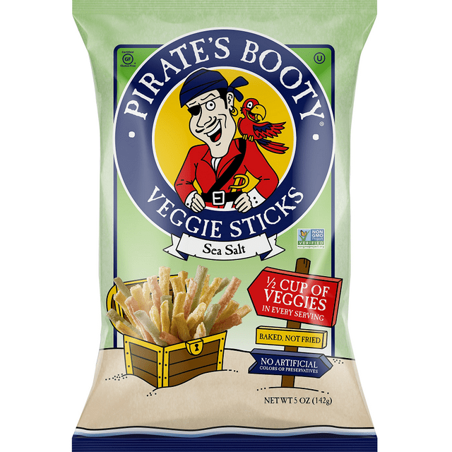 Pirate Brands Sea Salt Veggie Sticks, 5 oz [Pack of 12]