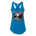 thumbnail image 2 of Wild Bobby, Born To Be Free Blad Eagle and American Flag Cars and Trucks Ladies Racerback Tank Top, Turquoise, Small, 2 of 3