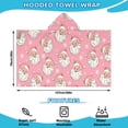 thumbnail image 2 of Pink Christmas Santa Pattern Hooded Bath Towel，50"x30" for Ages 3 To 12 Kids, Quick Dry Lightweight Soft Microfiber Hood Beach Towel Cover Up for Kids, 2 of 7