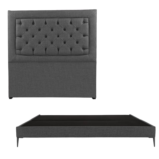 Box Base Cama Slim King Size+Cabecera Mary Gris Oscuro