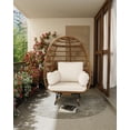 thumbnail image 2 of Goldensoil 360° Patio Rotating Rattan Egg Basket Lounge Chair with Steel Frame and 4 Cushions,Beige, 2 of 6