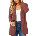 thumbnail image 2 of Womens Cardigan Lightweight Long Sleeve Knit Cardigan Sweaters Fall Casual Open Front Shirts Vermilion,M, 2 of 9