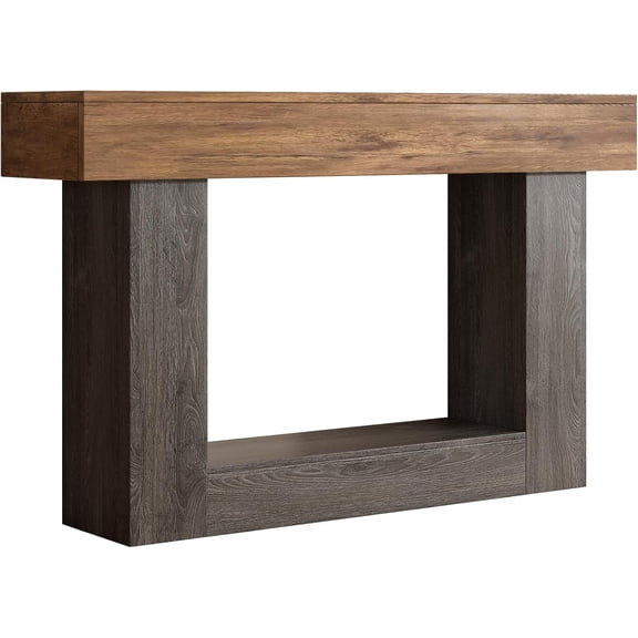 LIVEHOM 47" Console Table, Farmhouse 2-Tier Entryway Table with U-Shaped Base, Wooden Rectangular Sofa Table Behind The Couch for Entrance, Hallway, Foyer, Living Room