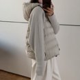 thumbnail image 6 of Women's Oversized Quilted Coats, Knit Sleeve Patchwork Jackets Thick Warm Cotton Padded Jacket Winter Outwear Coat with Pockets Gray M, 6 of 7