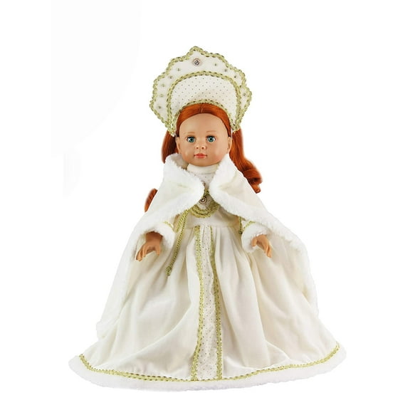 White Russian Traditional Gown For 18 inch dolls