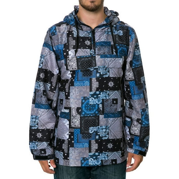 Crooks & Castles Mens The Luxe Bandit In Bandana Anorak Jacket, Blue, Small