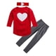 thumbnail image 2 of Conjunto de ropa para niñas de 3 uds. tops con corazones bonitos de primavera mallas diadema (rojo 6 7T) FLhrweasw Para estrenar, 2 of 6