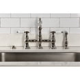 thumbnail image 3 of Kingston Brass KS7276BPLBS Bel-Air Two-Handle 4-Hole Deck Mount Bridge Kitchen Faucet with Brass Side Sprayer in Polished Nickel, 3 of 8
