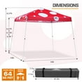 thumbnail image 3 of EAGLE PEAK 10x10 Slant Leg Pop Up Canopy Tent Easy One Person Setup Instant Outdoor Beach Canopy Folding Portable Sports Shelter 10x10 Base 8x8 Top(Red Mushroom), 3 of 10
