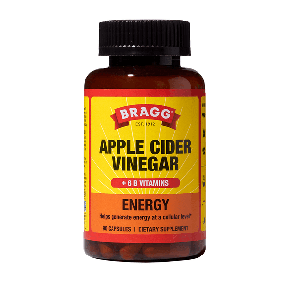 Bragg Apple Cider Vinegar Energy Supplement, 1877mg ACV Blend with 750mg Acetic Acid, 90 Count