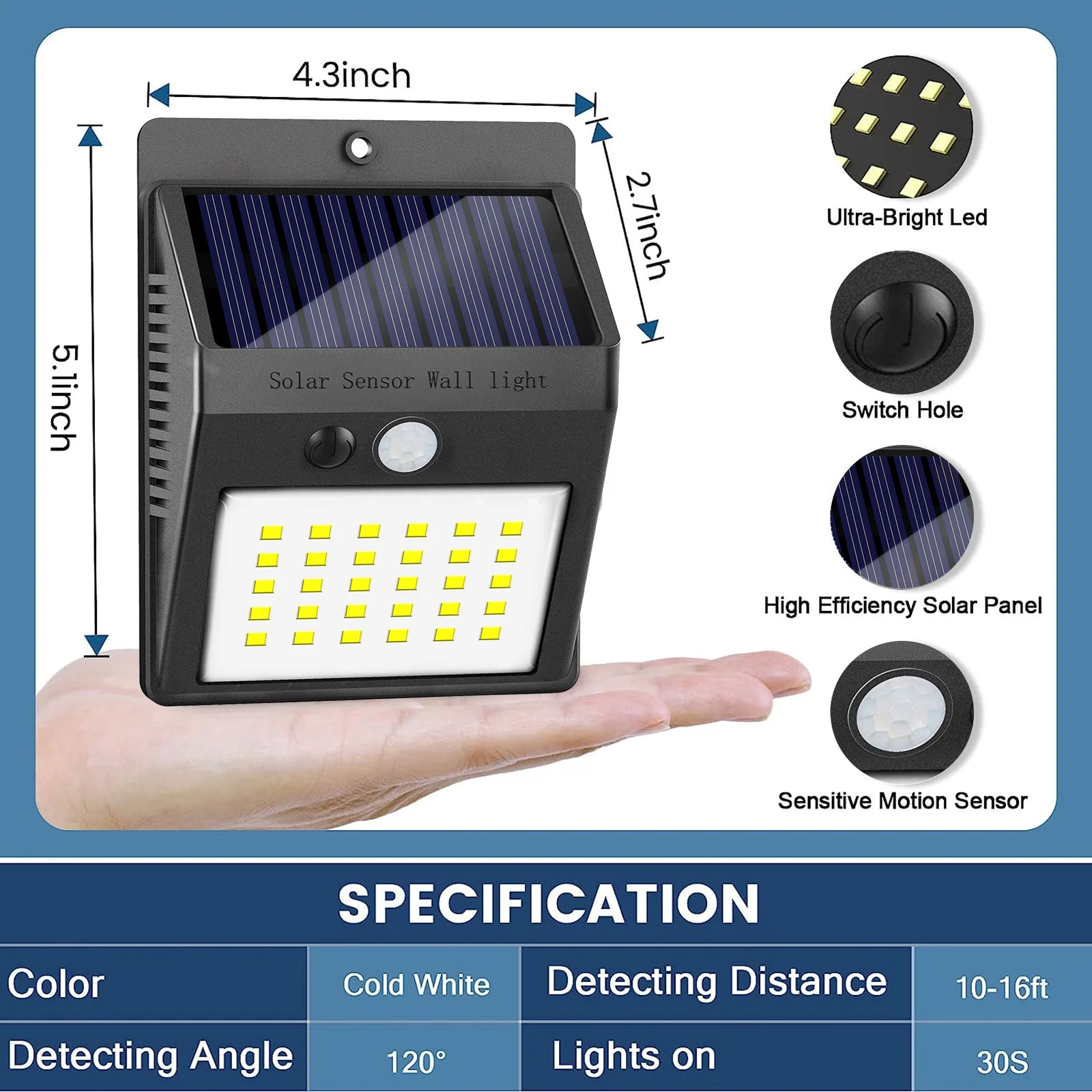 SZRSTH Solar Motion Sensor Security Lights, 6-Pack photo 6