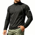 thumbnail image 3 of Sun Shirts for Men Long Sleeve UV Protection Tshirt Athletic Quarter Zip Pullover Stand Neck Quick Dry Lightweight Hiking Tops Black L, 3 of 8