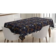 thumbnail image 1 of Lemur Tablecloth, Exotic Tiger Leopard Madagascar Monkey Chains Abstract Repeating Pattern, Rectangle Satin Table Cover for Dining Room and Kitchen, 52" X 70", Apricot Dark Navy Blue, by Ambesonne, 1 of 2