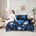thumbnail image 4 of Erosebridal Neon Sea Turtle Twin Bedding Sets 7-Piece, Black Blue Flower Bedding Comforter Set, 4 of 7