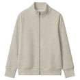 thumbnail image 5 of Women's Full Zip Sweatshirt Jacket, Stand Collar Long Sleeve Front Zipper Jackets No Hood with Side Pockets, Solid Casual Layering Fall Outerwear, XXXL, 5 of 6