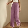thumbnail image 3 of lcziwo Vacation Sales, Womens Loose Fit Wide Leg Linen Pants Solid Casual Elastic Waist Lounge Trousers 2025 Summer Beach Pant with Pockets Pink XXL, 3 of 8