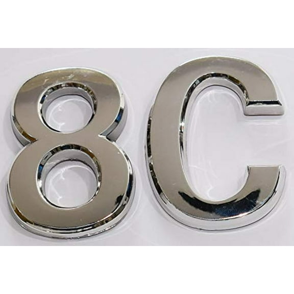 Apartment Number 8C Sign/Mailbox Number Sign, Door Number Sign. (Silver,3D, Size 2.75 x 1.75, Comes with Double Sided Tape)- The Maple line