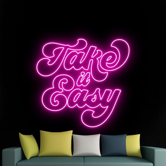 Handmadetneonsign Take It Easy Neon Sign, Take It Easy Led Light Wall Art Decor, Bar Club Party Wall Decor