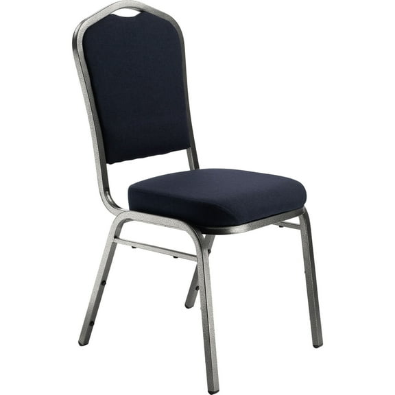 9300 Series Deluxe Fabric Upholstered Stack Chair - Midnight Blue Seat, Silvervein Frame