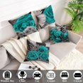 thumbnail image 5 of Teal Throw Pillow Covers 4 Pack 18x18 Light Teal Rose Black Gray Decorative Dark Flower Turquoise Throw Pillow Covers for Couch Bed Flower Linen Farmhouse Turquoise Pillow Cases Spring Summer, 5 of 6