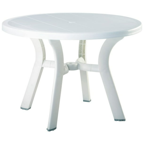 Truva Resin Round Dining Table 42 Inch, White Round Dining Table 42