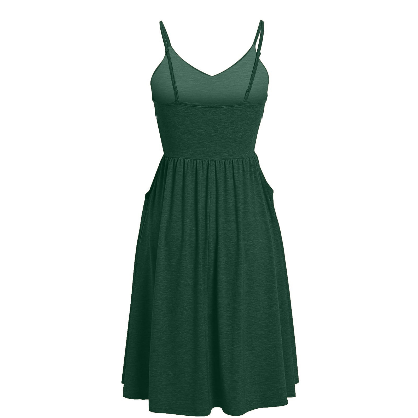 Borniu Summer Dresses for Women, Summer Savings Clearance Women's Sundress V Neck Floral Spaghetti Strap Summer Casual Swing Dress