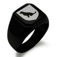 thumbnail image 1 of Stainless Steel Dog Loyalty Coat of Arms Shield Engraved Square Flat Top Biker Style Polished Signet Ring, 1 of 1
