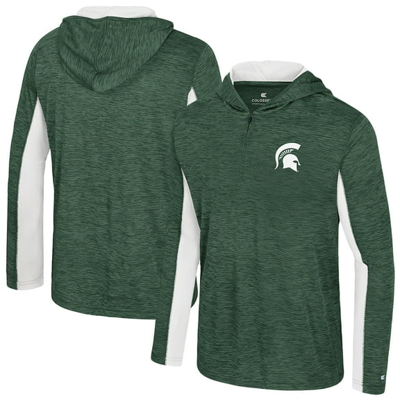 Men's Colosseum Green Michigan State Spartans Always Sunny Quarter-Zip Hoodie