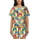 thumbnail image 1 of Fotbe Retro With Joysticks Conjunto de Pijama Estampado para Mujer, 2 Piezas, Ropa de Dormir con Camiseta de Manga Corta y Shorts Suaves-X-Large, 1 of 6