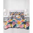 thumbnail image 3 of Palm Leaves Queen Size Down Alternative Comforter, Lightweight Comforter Quilt Bedding Set with Pillow Shams Colorful Tropical Plant Summer Flower All Seasons Bed Comforter Duvet Insert 90"x96", 3 of 7